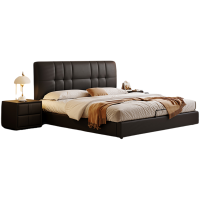 现代简约真皮床 意式双人主卧大床 北欧轻奢网红ins储物软包大床 舒适 实用(多色可选 拍下请备注)