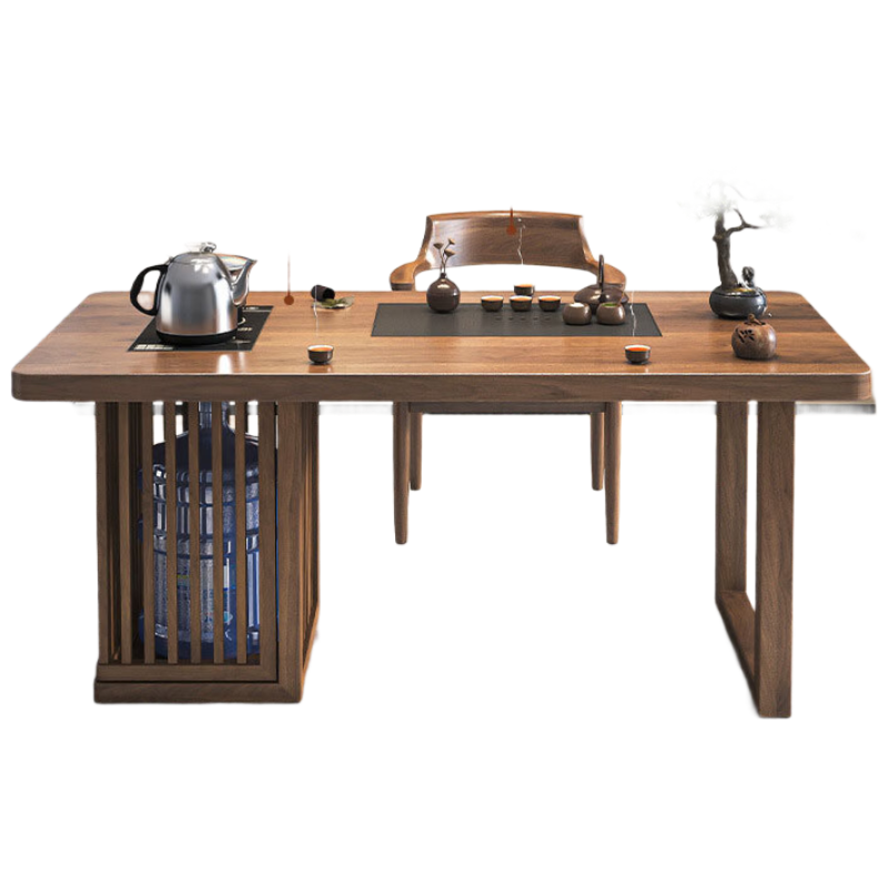 晋舰茶桌阳台茶桌实木茶桌茶台烧水壶一体桌小型原木泡茶桌 1.0米