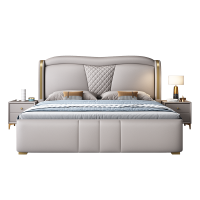 多功能真皮床现代简约主卧室可调节软包床高端轻奢双人储物大床简约小户型单人床舒适(多色可选拍下请备注)