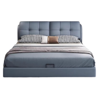 意式轻奢真皮床现代简约双人床 主卧室1.8米高级感大床 极简家用小户型1.5米单人软包床(多色可选 拍下请备注)