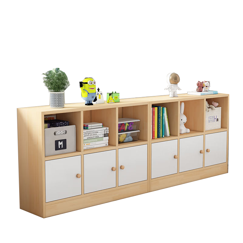 唐辑实木书架置物架落地客厅靠墙实木书柜一体靠墙矮柜四层20格 161.5*30*145.5cm