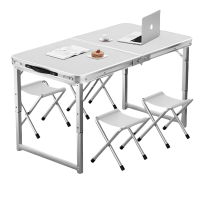 悦兴诚野餐桌 120cm白色+4布凳