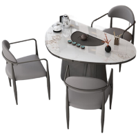 晋舰岩板茶桌椅组合现代家用阳台简约茶桌办公室泡茶桌 1.3桌+3主椅