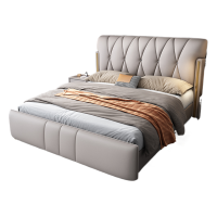 极简网红软包床 小户型双人主卧室婚床 现代简约真皮床 1.5米1.8米大床 厂家直销(多色可选 拍下请备注)