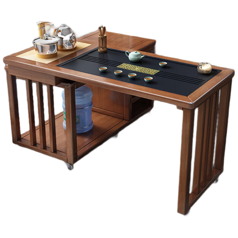 锦北新中式旋转茶桌阳台移动功夫茶台一体泡茶桌椅组合1.2m单桌