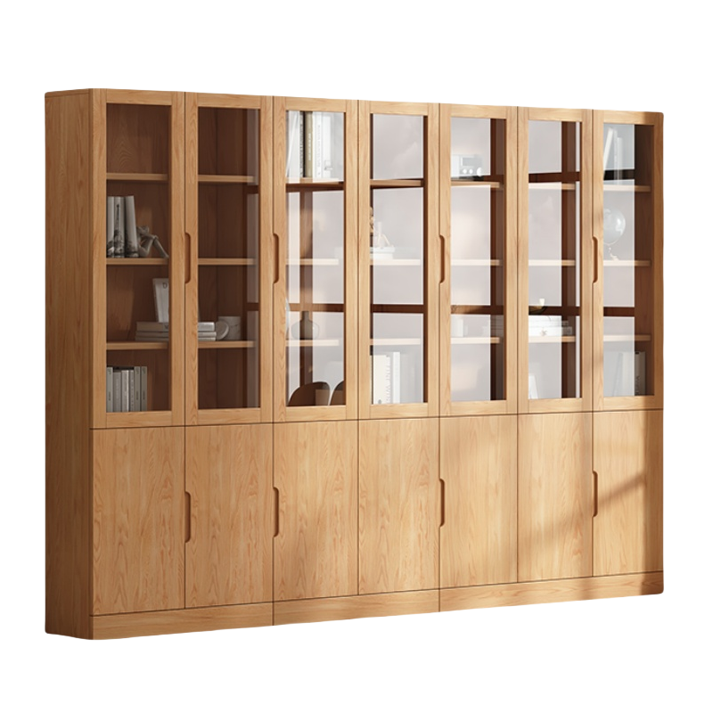 豫龙都实木书柜七门个