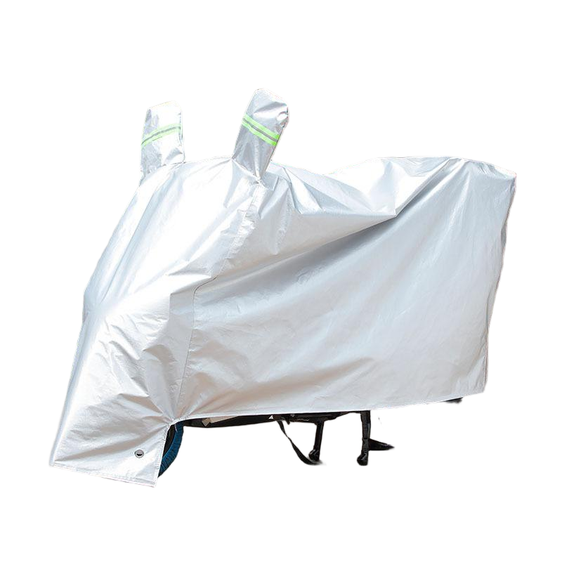 小窝厘 电动车罩子遮雨防晒全车防雨罩加厚防尘摩托车铝箔电车罩可定制logo-有耳银色 L码(起订量:300件)
