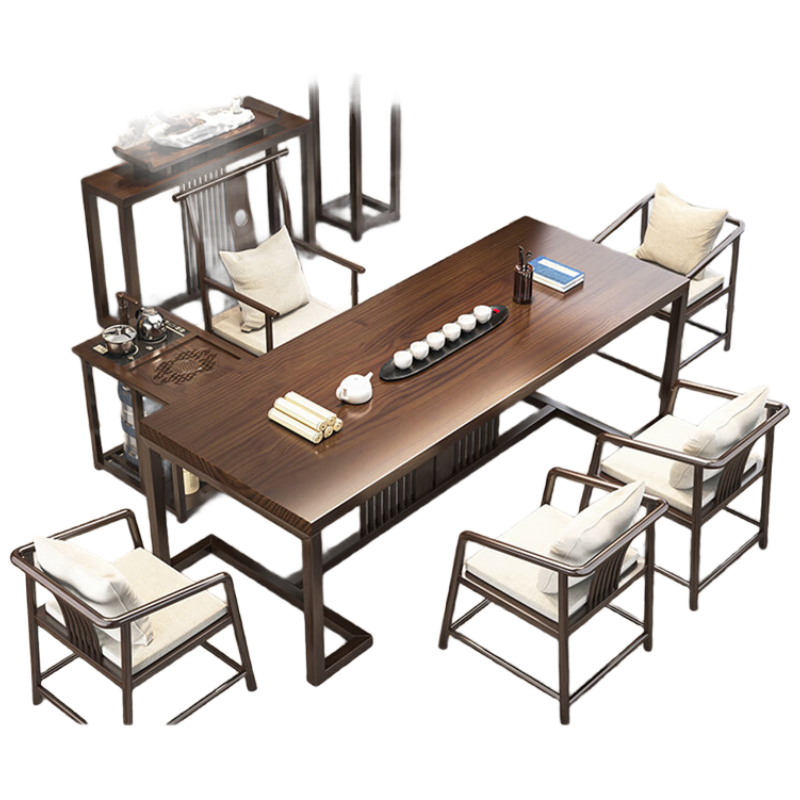 戴劲茶桌椅组合新中式泡茶台现代办公室喝茶桌原木客厅家用茶台 2.0米