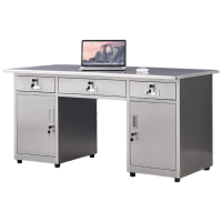 晋舰不锈钢办公桌电脑桌无尘车间工作台家用防锈抽屉桌1.6米三斗二门