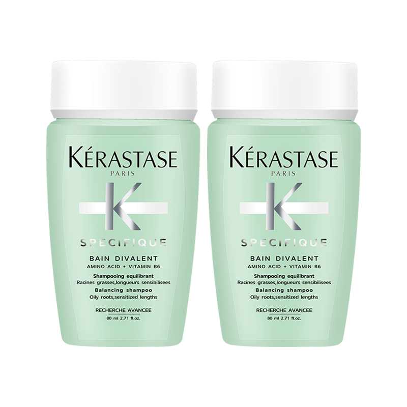 kerastase卡诗双重功能洗发水无硅油控油去油蓬松滋养清洁芳香护发80ml*2