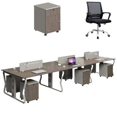 悦兴诚办公电脑桌 六人位含柜椅360cm套