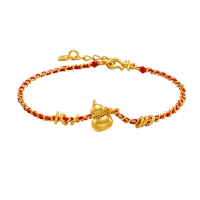 [七夕精选]足金999古法葫芦编织手绳-红绳