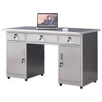 晋舰不锈钢办公桌电脑桌无尘车间工作台家用防锈抽屉桌1.2米三斗二门