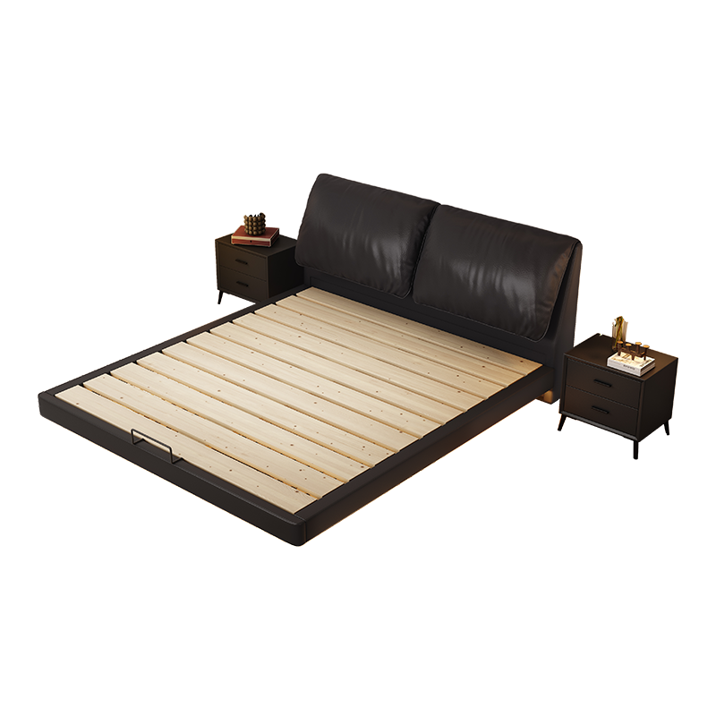 米括意式轻奢大黑牛悬浮皮床大主卧软包床双人床-米括家居X001-79