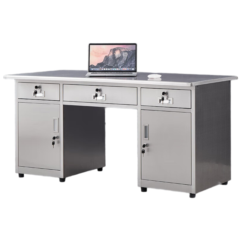 戴劲不锈钢办公桌电脑桌无尘车间工作台家用防锈抽屉桌 1.6米三斗二门