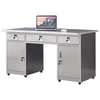 晋舰不锈钢办公桌电脑桌无尘车间工作台家用防锈抽屉桌 1.4米三斗二门