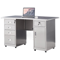 锦北不锈钢办公桌电脑桌无尘车间工作台家用防锈抽屉桌 1.2米五斗一门