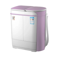 小鸭牌3.5公斤双桶家用小型迷你洗衣机 婴儿童宝宝内衣裤袜子洗脱分离老式双缸半自动白紫色臭氧杀菌不锈钢脱水桶