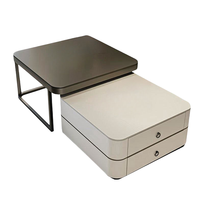 宜掌柜方形茶几双抽