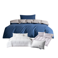 伊伊爱 YJD25265S 员工宿舍全棉歌运S系列深蓝六件套 深海蓝浅灰/150*200cm