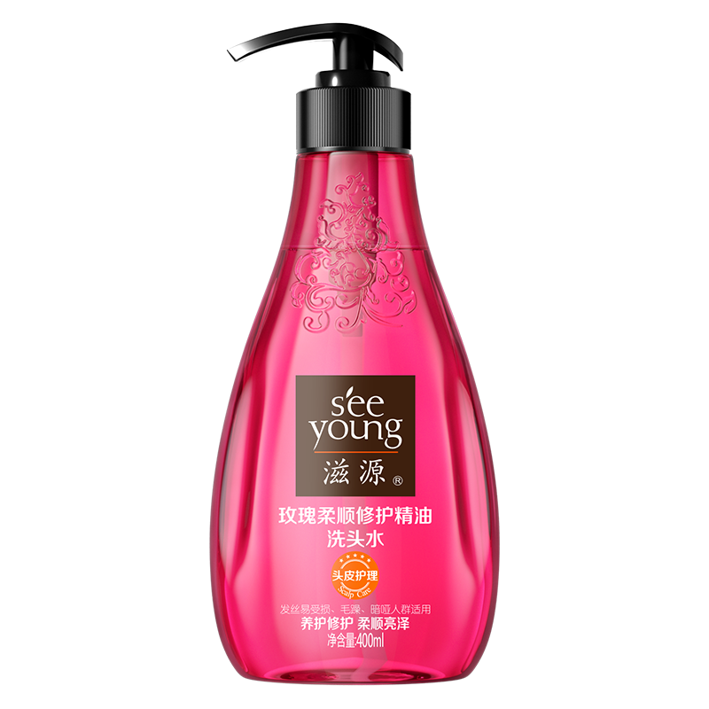 滋源玫瑰精油洗发水400ml无硅油控油去屑柔顺强韧持证防脱洗发露