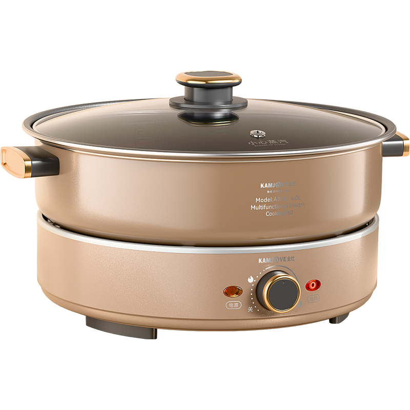 金灶A308多功能电热火锅炒煎不粘锅电炒锅大容量火锅电锅家用分体