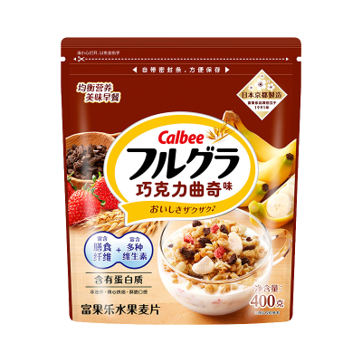 Calbee/卡乐比进口冲饮富果乐巧克力曲奇味400g燕麦片早餐饱腹