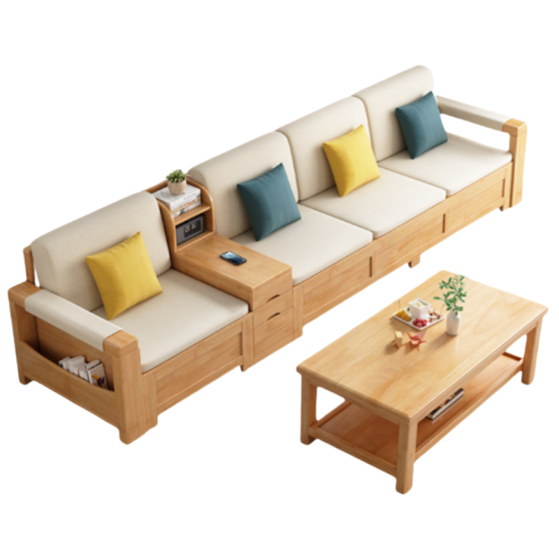 铭思达实木沙发四人+茶几套