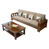 铭思达实木沙发四人位+茶几套
