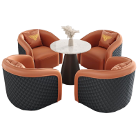 晋舰洽谈沙发售楼处接待桌椅组合谈判茶几会客沙发 一桌四沙发