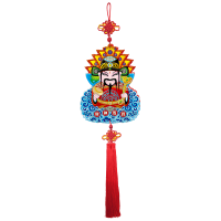 福人福地伴手礼原创烫金五路财神木质挂件新年室内挂饰招财高档礼品新款