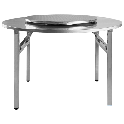 戴劲不锈钢连体餐桌烧烤夜宵大排档餐桌农村摆地摊圆形桌1.78米+转盘