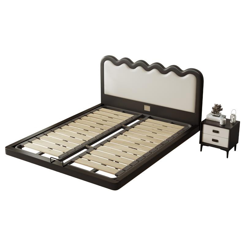 现代简约智能悬浮床软包大主卧床真皮床双人床-米括家居X001-49