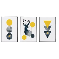 吉迎尚品 装饰画壁画客厅三联画 几何三联画40*60cm 套
