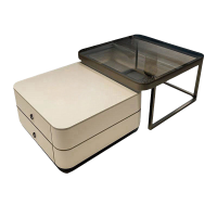 宜掌柜茶几黑架双抽