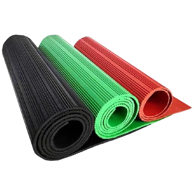 铁工邦 绝缘橡胶板条纹绝缘橡胶垫 1米*4米*6mm[绿色15kv]卷