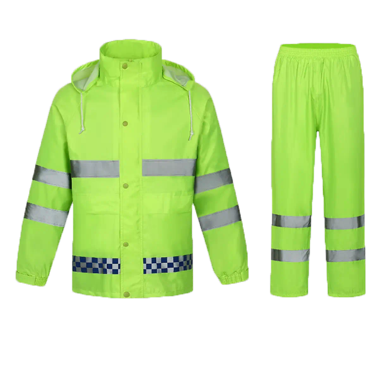 阿蒂亚分体式反光雨衣雨裤套装多功能户外救援防汛应急舒适耐磨牛津布 XL码 荧光绿单帽檐