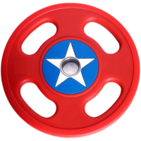 康力强举重杠铃商用健身房杠铃片美国队长PU举重杠铃片包胶手抓配重片