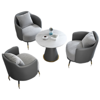 晋舰洽谈沙发简约单人沙发茶几组合休闲酒店售楼处洽谈桌椅 一桌3沙发