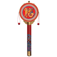福人福地拨浪鼓婴儿早教新生儿复古老式手摇鼓中国风宝宝益智礼物儿童玩具