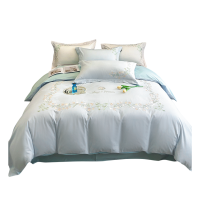 若叶之季 LT-TJ01 200*230cm 全棉铃兰花开刺绣四件套(计价单位:套)铃兰蓝