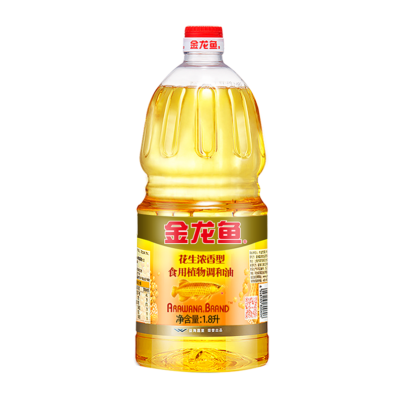 金龙鱼花生浓香食用调和油1.8L*3桶植物油食用油房烘炒菜烹饪