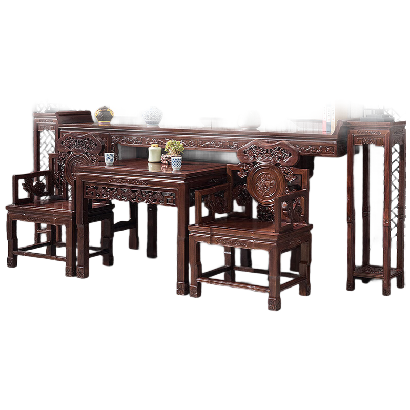 戴劲复古中堂六件套家用客厅实木八仙桌财神供桌条案翘头桌农村堂屋中堂六件套 36/60