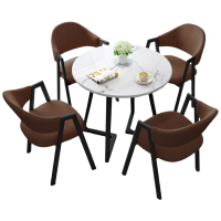 戴劲洽谈桌简易接待桌椅组合办公室休息桌奶茶店餐桌休闲桌 组合八