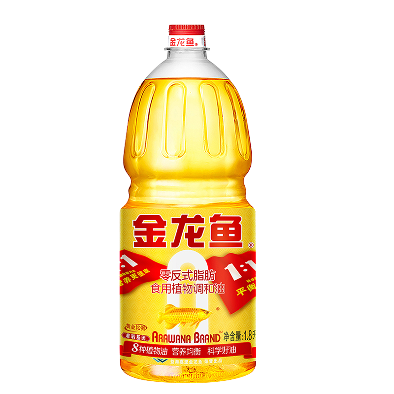 金龙鱼非转基因调和油1.8L/桶小瓶装油黄金比例1:1:1食用调和油烹饪植物油1.8升金龙鱼(非转)年货礼物礼品节日礼物