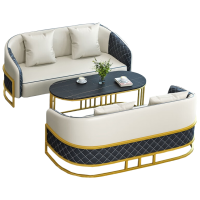 锦北洽谈沙发酒店大堂沙发椅接待卡座会客洽谈桌椅 双人位*2+长几