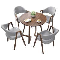 戴劲洽谈桌简易接待桌椅组合办公室休息桌奶茶店餐桌休闲桌组合六