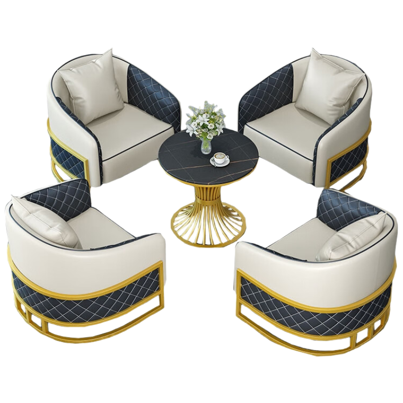 戴劲洽谈沙发酒店大堂沙发椅接待卡座会客洽谈桌椅 单人位*4+圆几