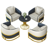 戴劲洽谈沙发酒店大堂沙发椅接待卡座会客洽谈桌椅 单人位*4+圆几