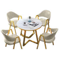 戴劲洽谈桌北欧风会客接待桌简约奶茶店桌椅组合休息区谈判桌组合五